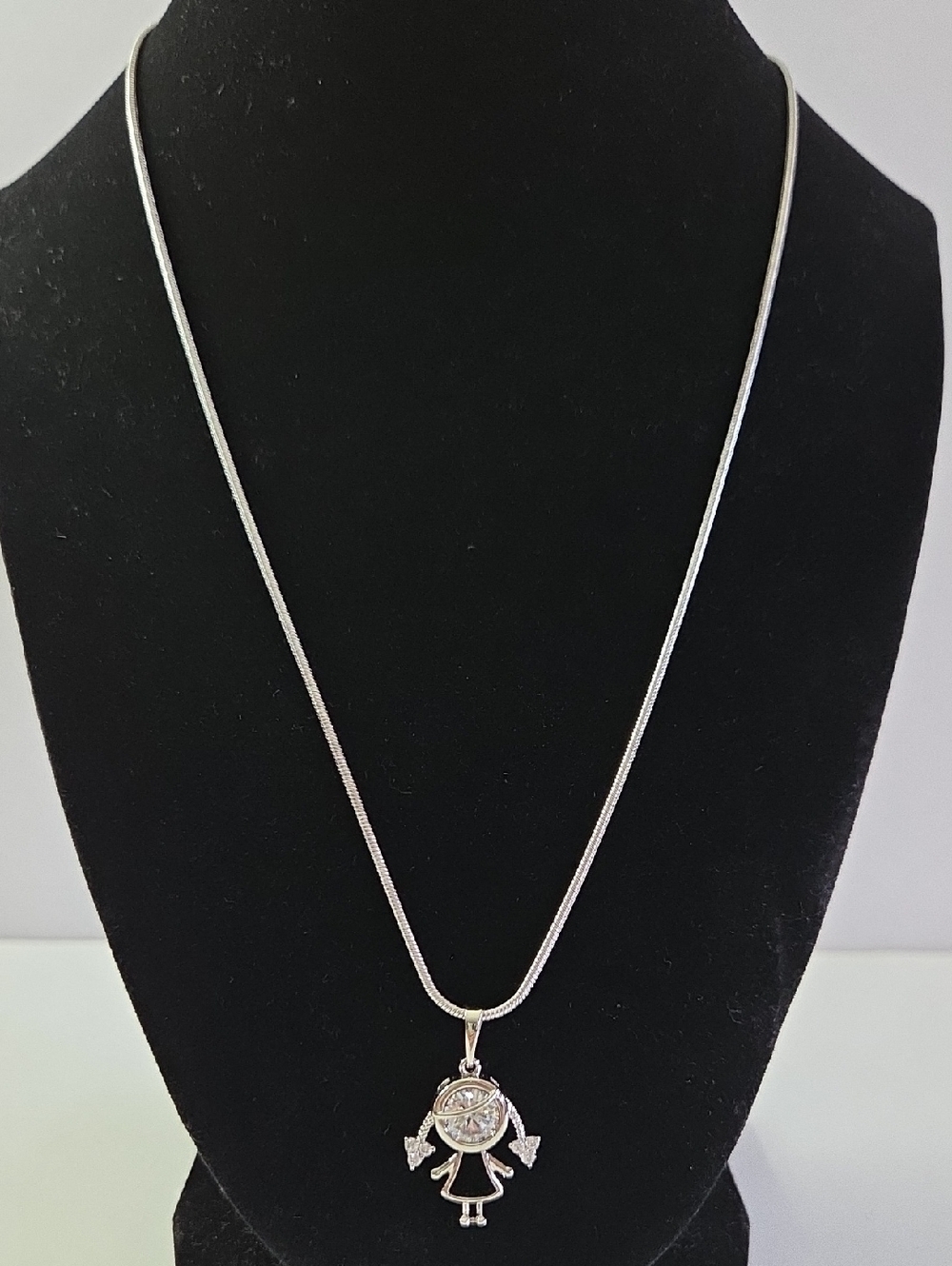 Silver Girl Pendant Necklace - Silver